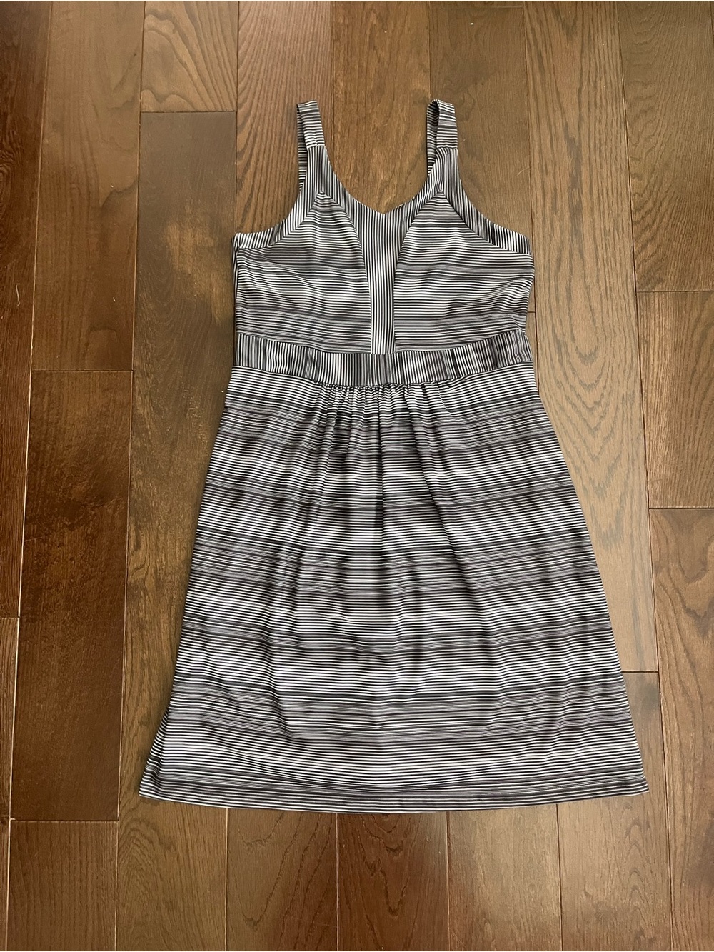 Striped Sleeveless A-Line Dress in Black & White
